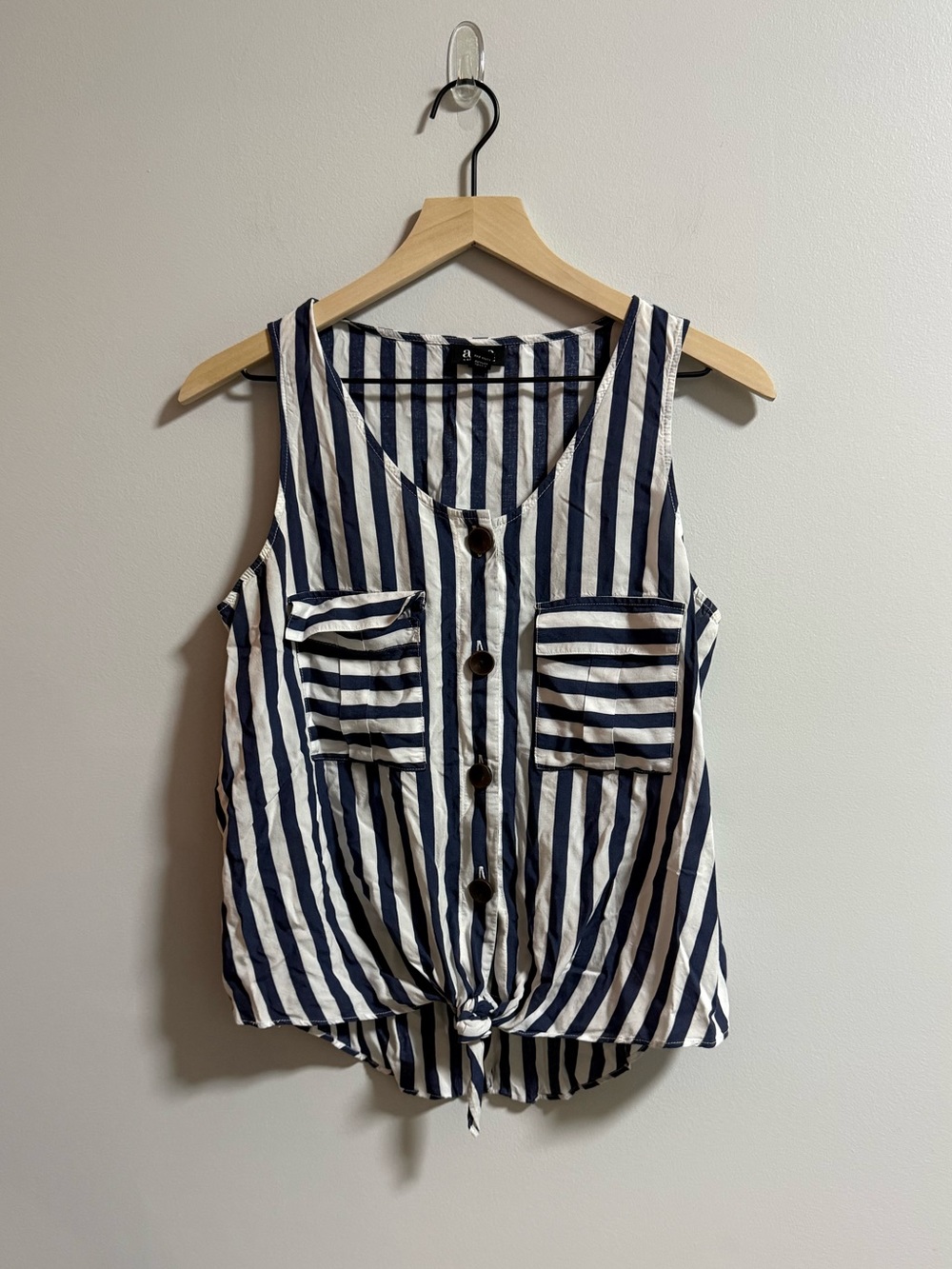 A.n.a. Striped Tie-Front Button Tank Top